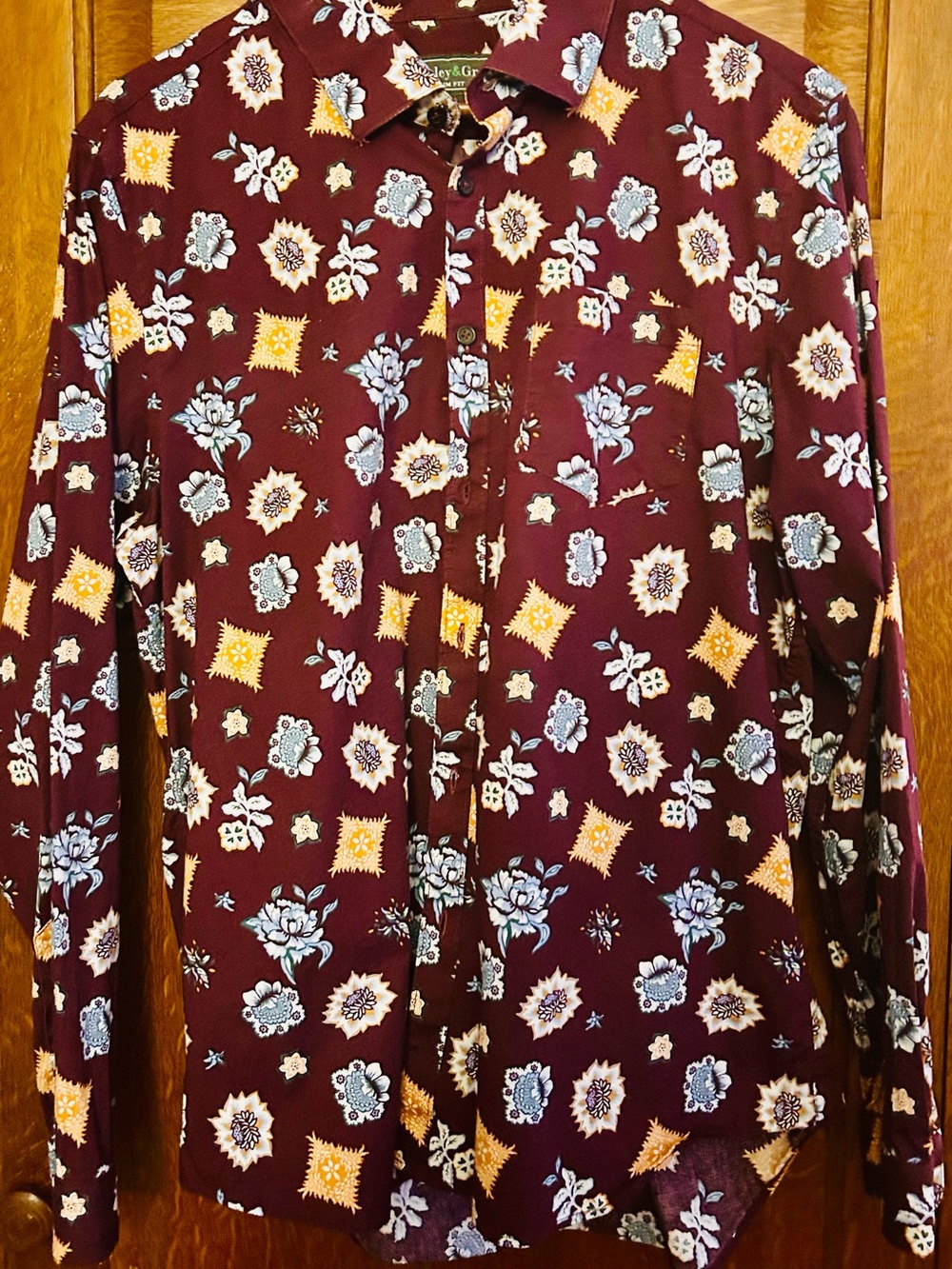 Paisley & Gray Burgundy Floral & Geometric Button-Down Shirt